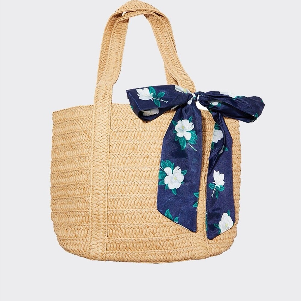 Draper James Straw Tote Bag with Twilly Scarf – NWOT